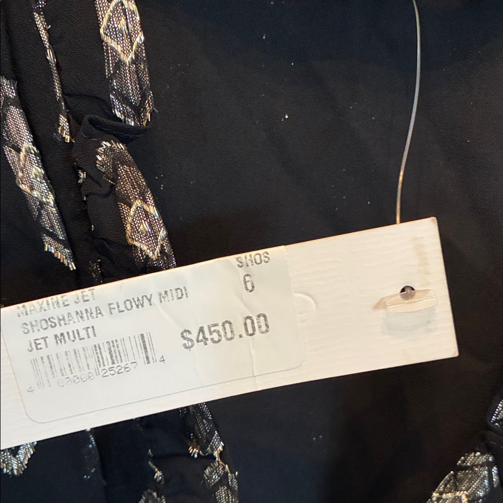 NWT Shoshanna Black and Gold Midi Dress - Picture 8 of 10